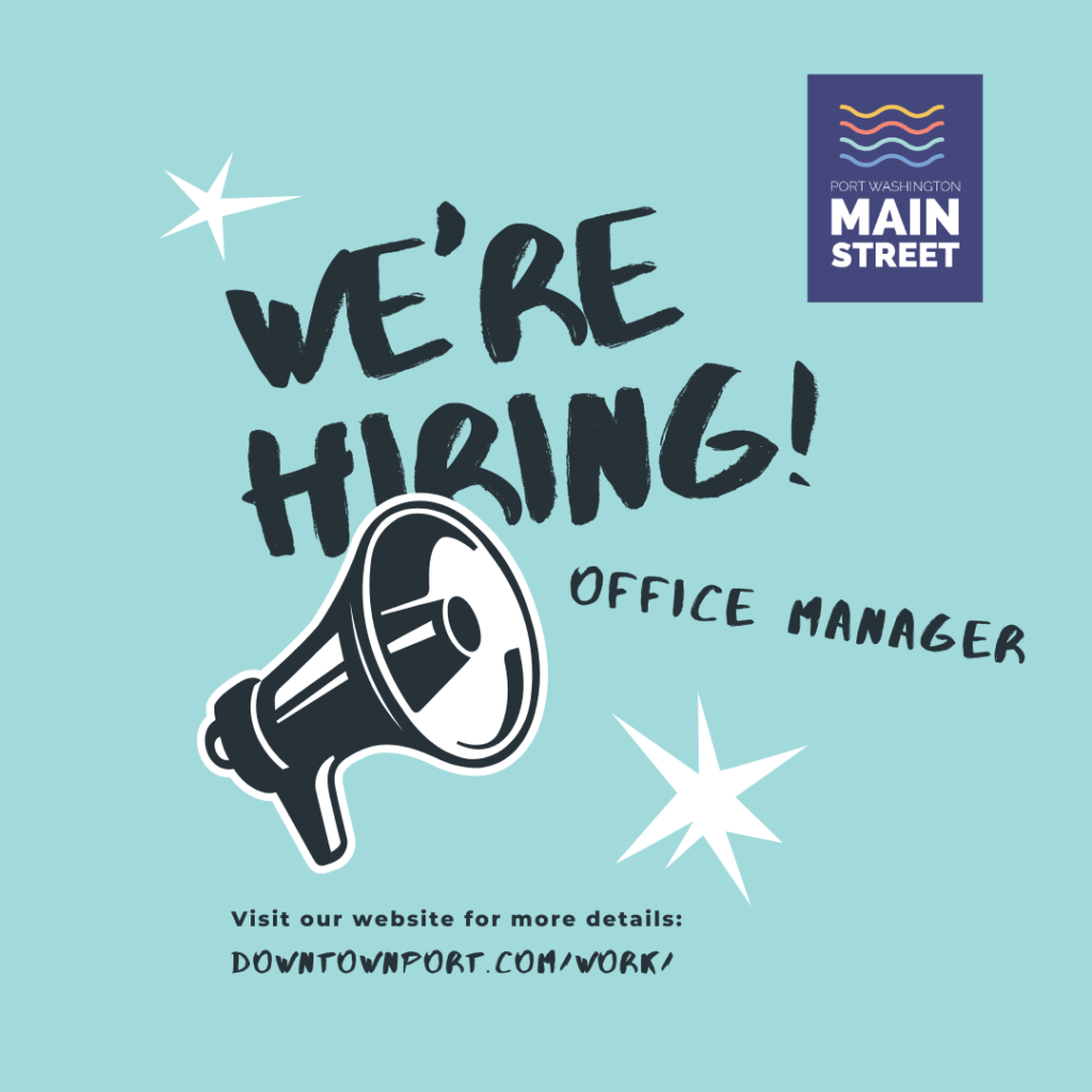 Main Street Office Manager hiring post with megaphone